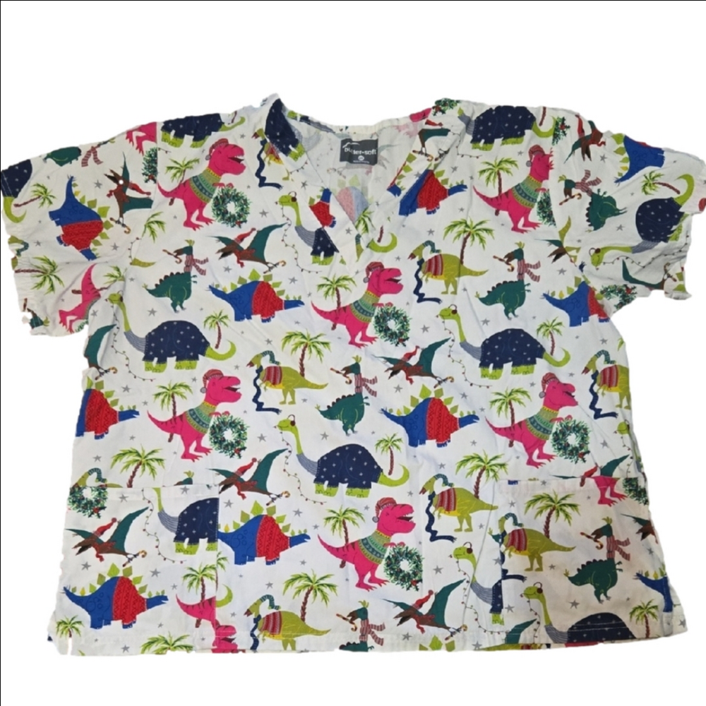 ♡Dinosaur Print Scrub Top Sz. 2x